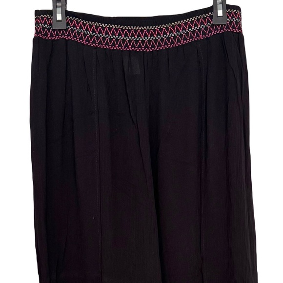 West Loop Size XL Multicolor Smocked Waistband Black Sheer Palazzo Pants - Picture 2 of 6